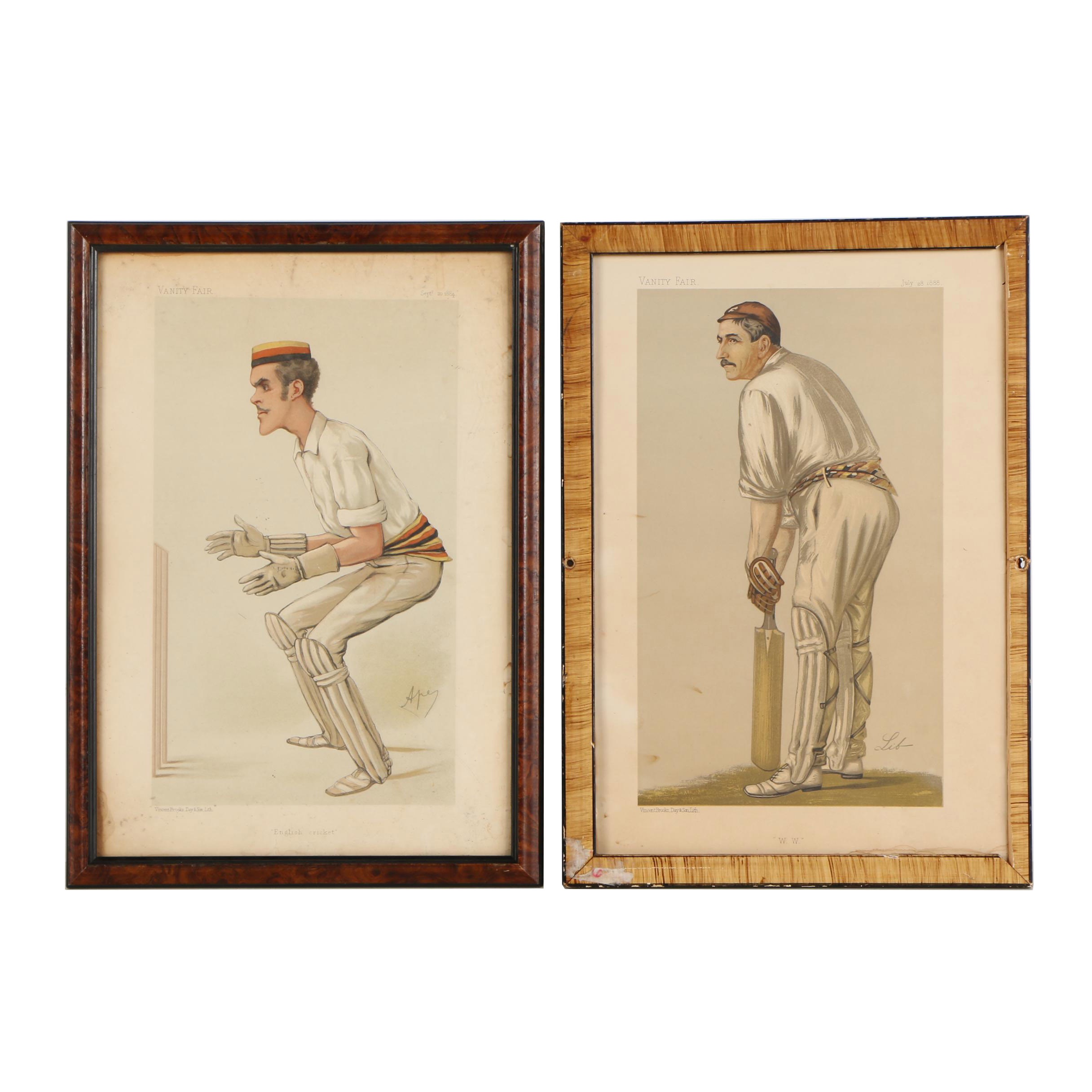 1880s Vanity Fair Chromolithographs of Cricket Players