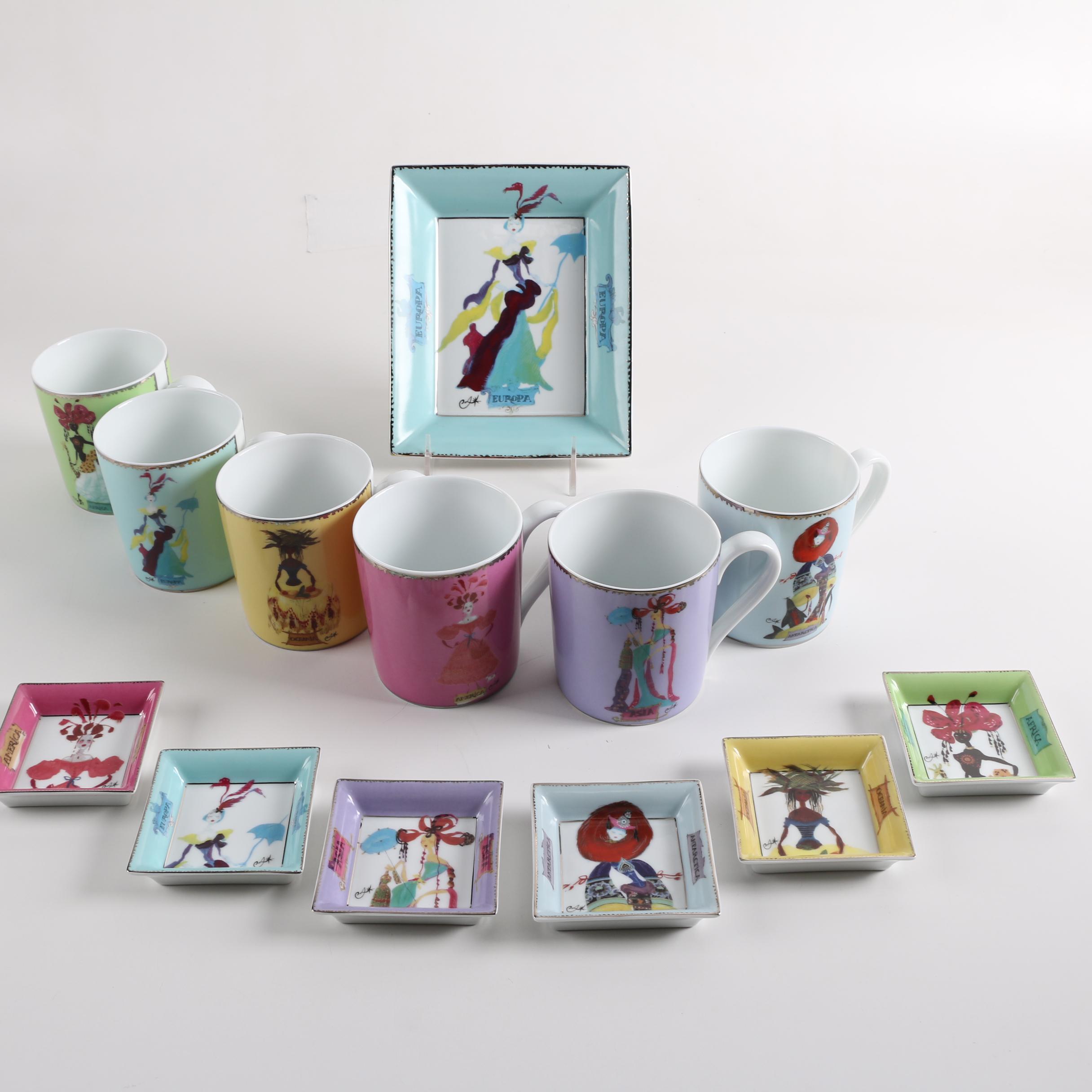 Christian Lacroix "Five Continents" Porcelain Mugs and Dishes