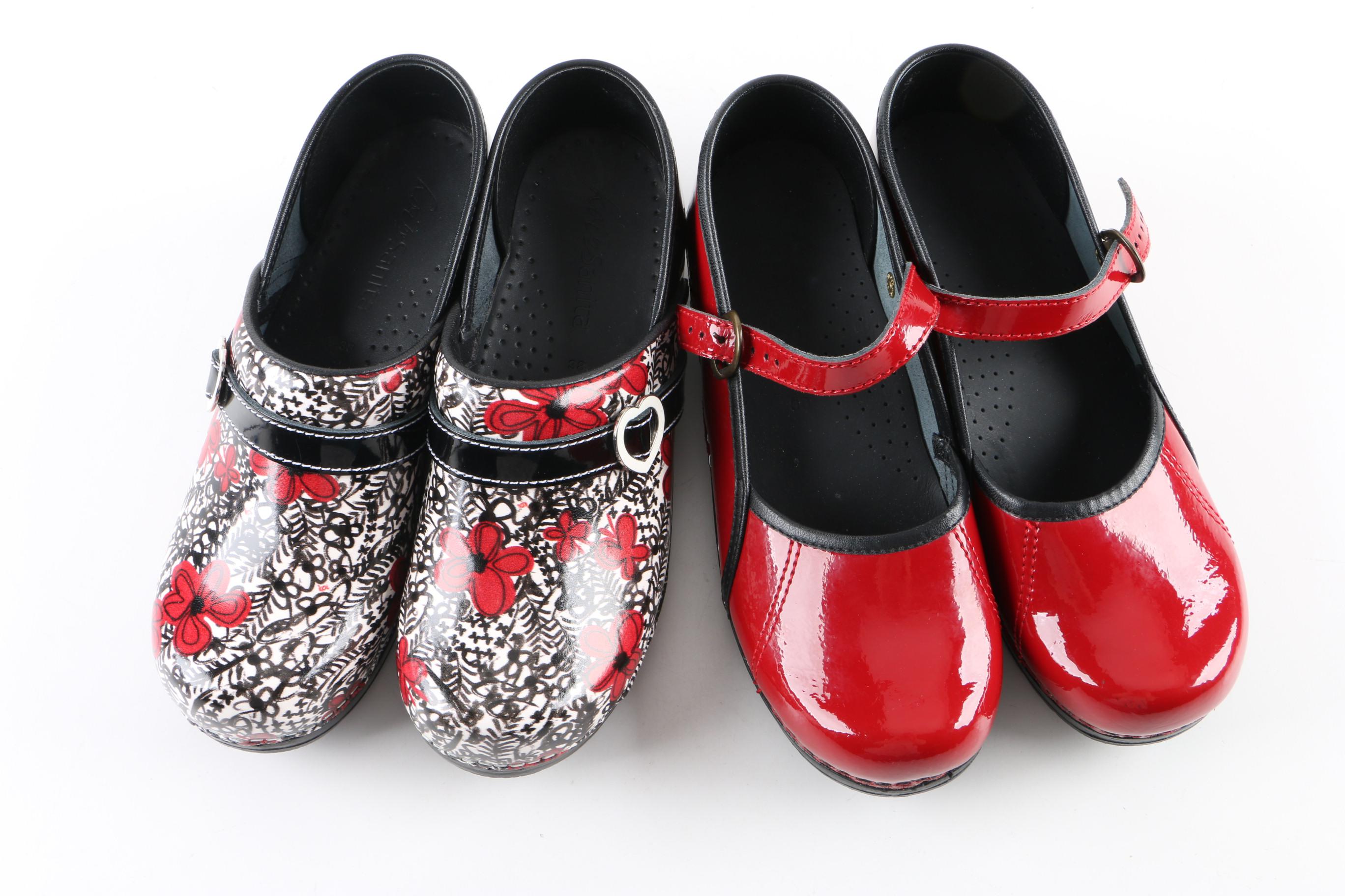 Sanita Patent Leather Clogs