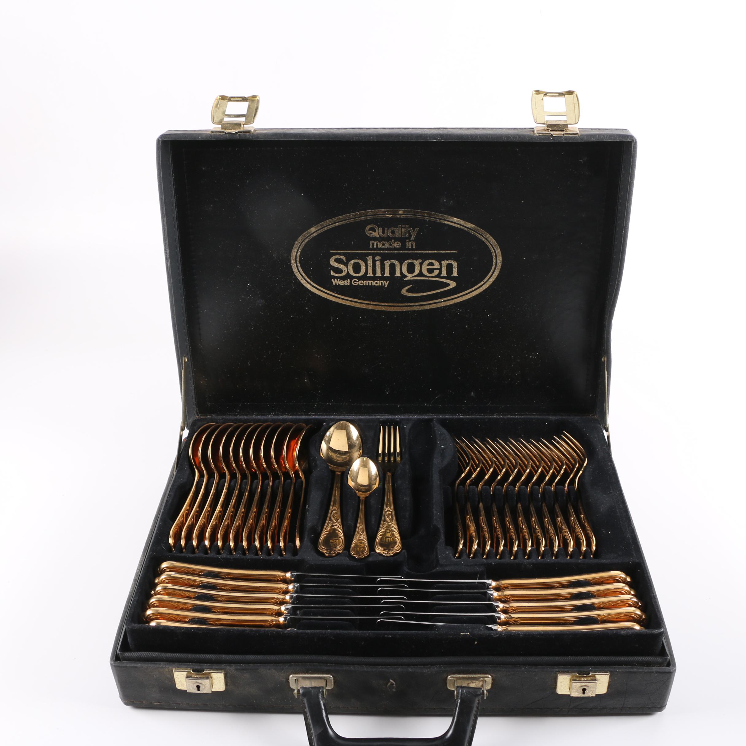 Vintage Solingen 23/24 Karat Gold Plated West German Flatware Set
