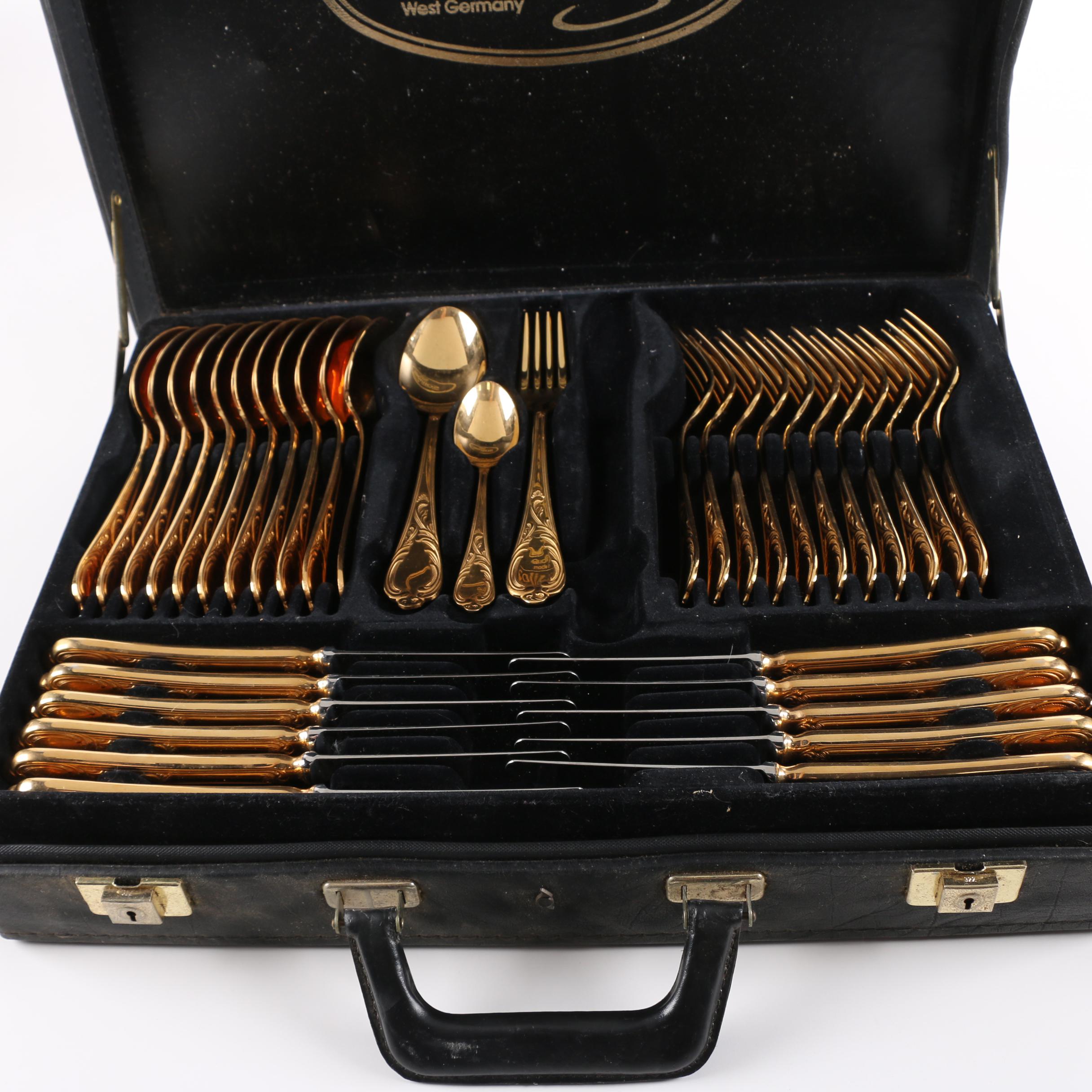 Vintage Solingen 23/24 Karat Gold Plated West German Flatware Set