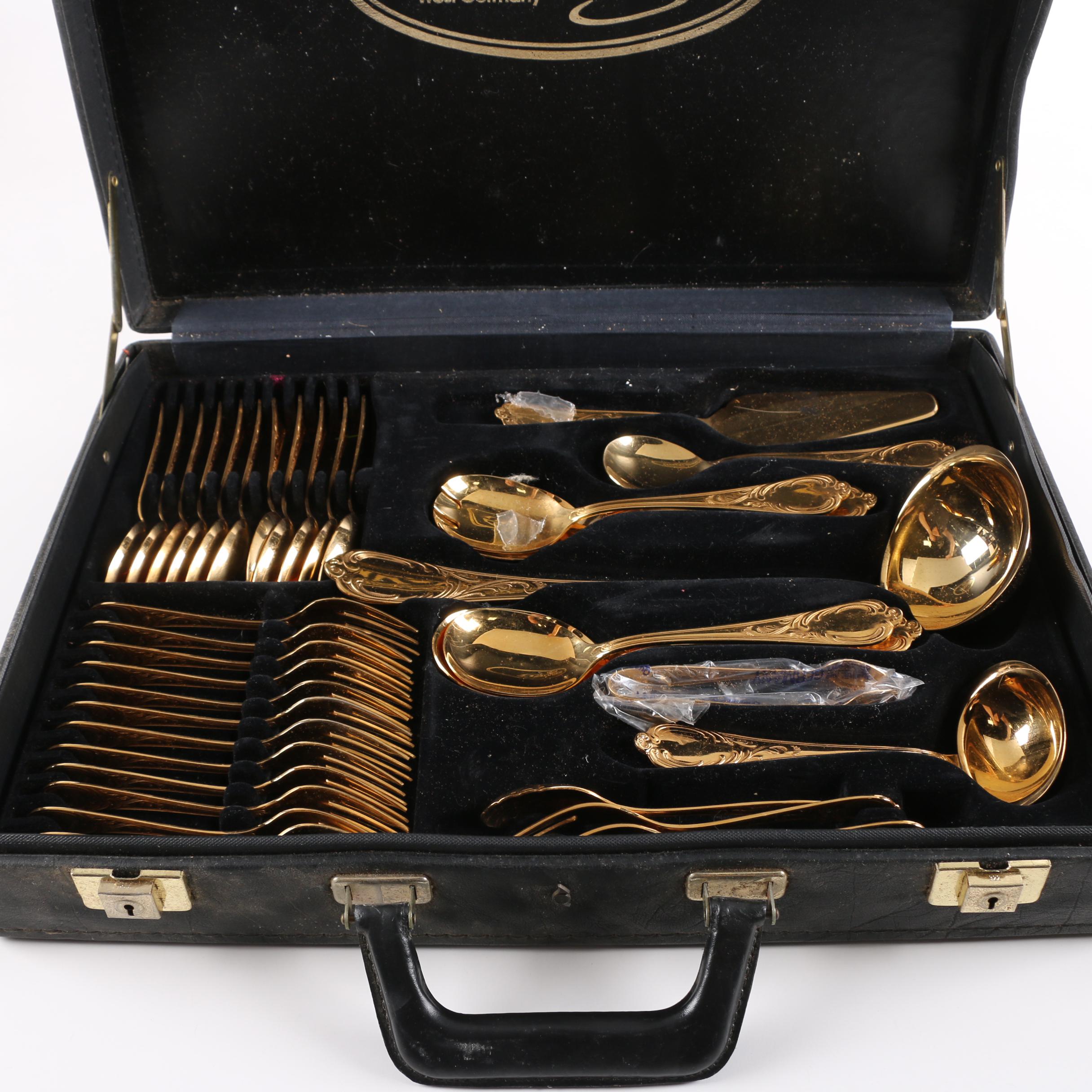 Vintage Solingen 23/24 Karat Gold Plated West German Flatware Set