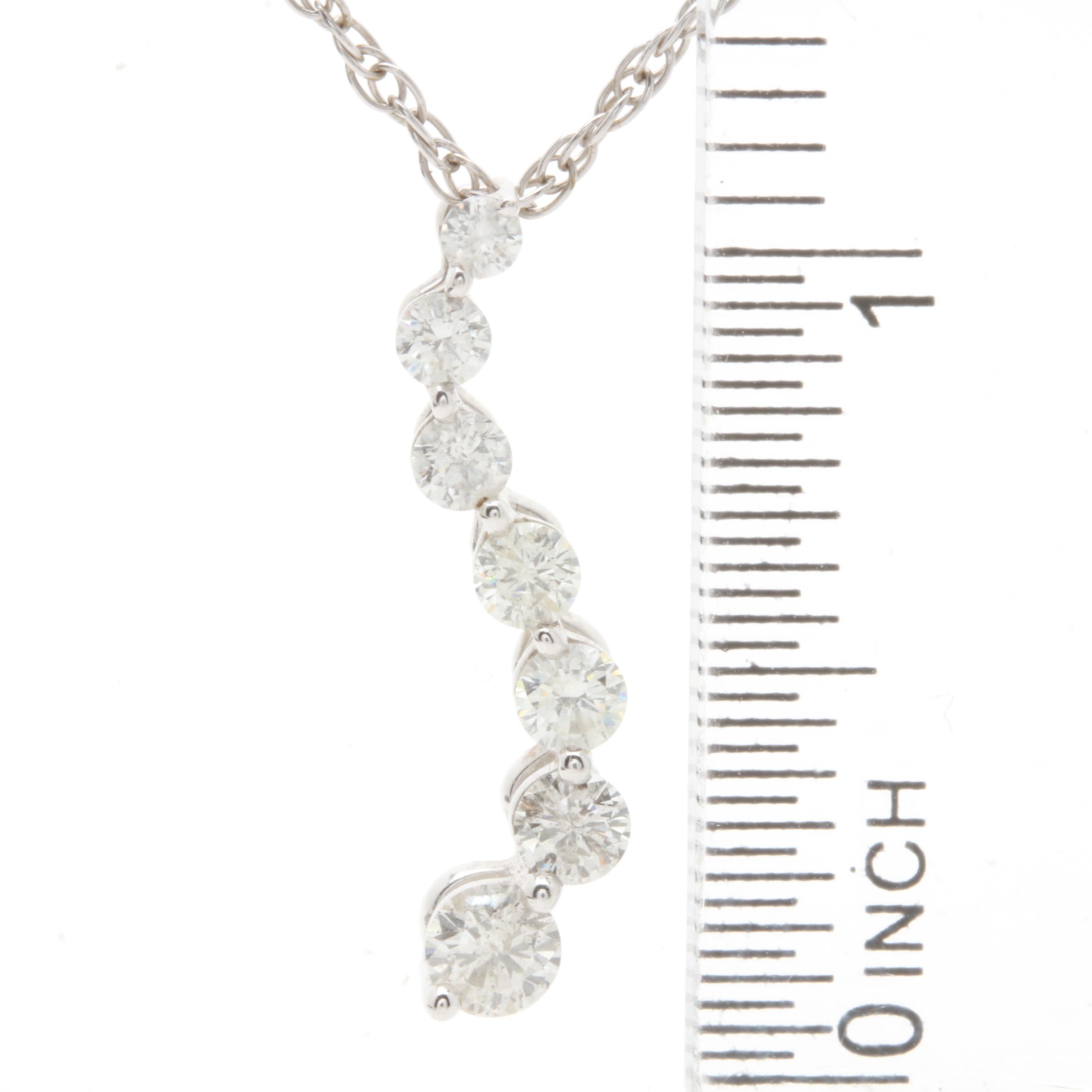 14K White Gold 1.00 CTW Diamond Necklace and Pendant