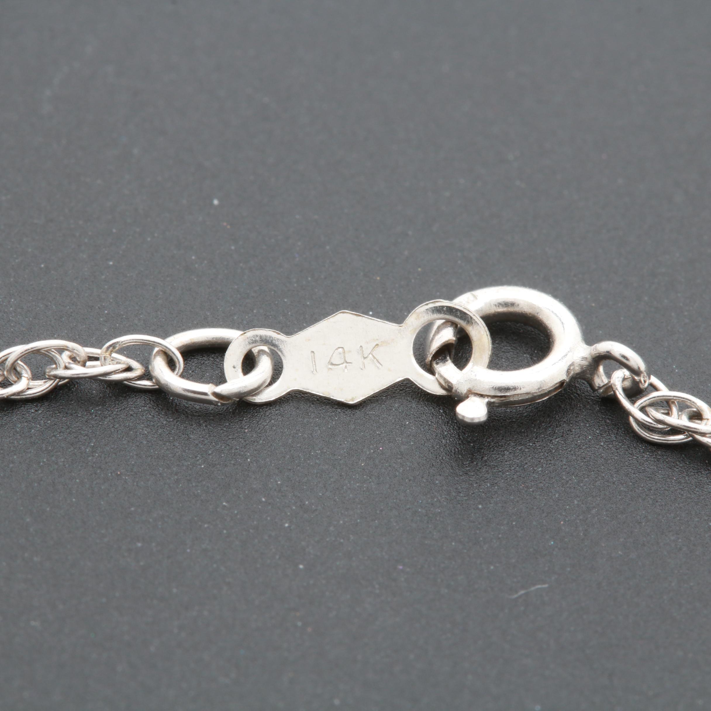 14K White Gold 1.00 CTW Diamond Necklace and Pendant