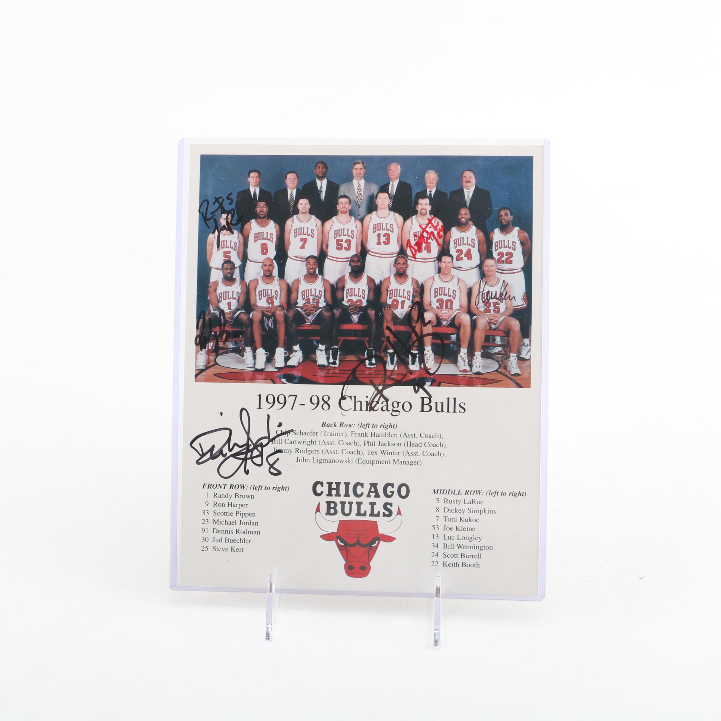 1997-1998 Chicago Bulls Autographed  Team Photo