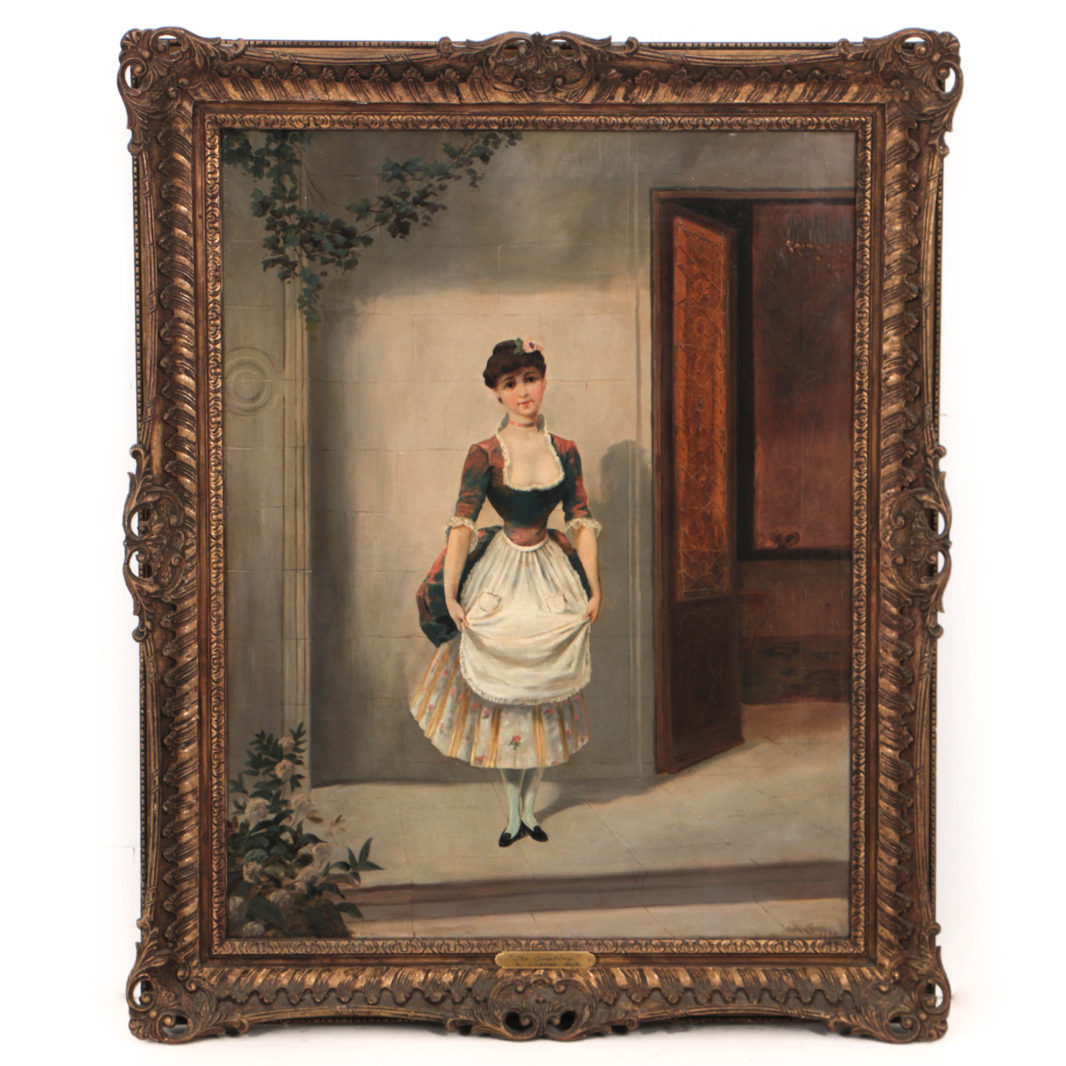 Nora Chease 1868 Oil Painting on Canvas "The Greeting"