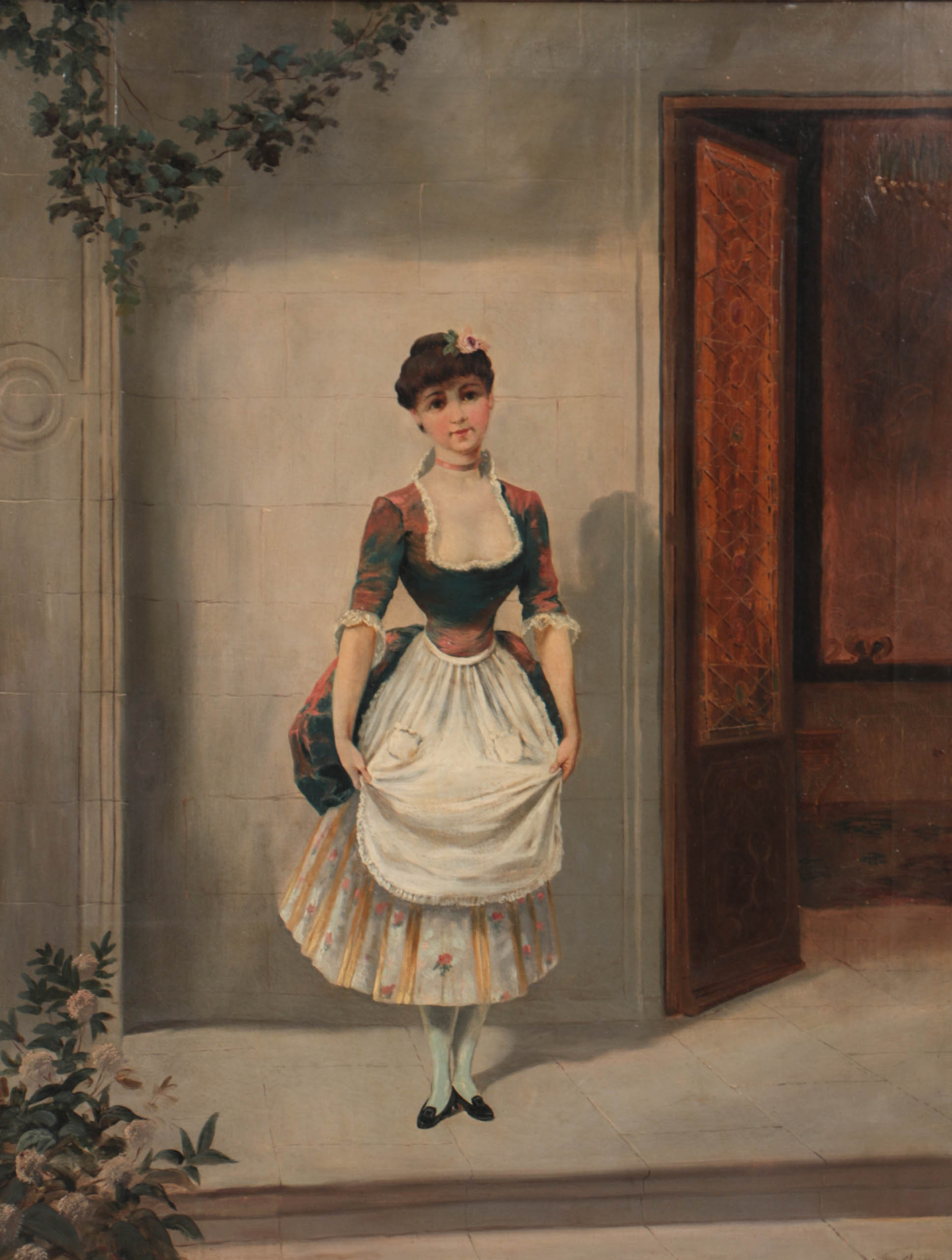 Nora Chease 1868 Oil Painting on Canvas "The Greeting"