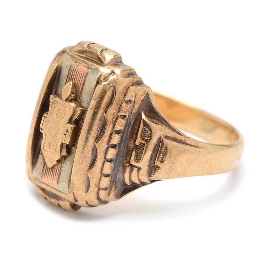 Vintage 10K Yellow Gold "Josten" Designer School Ring