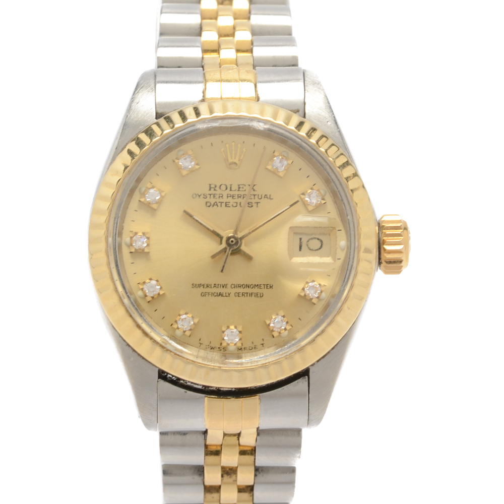 Rolex Oyster Perpetual Date Just 18K Yellow Gold and Diamond Watch