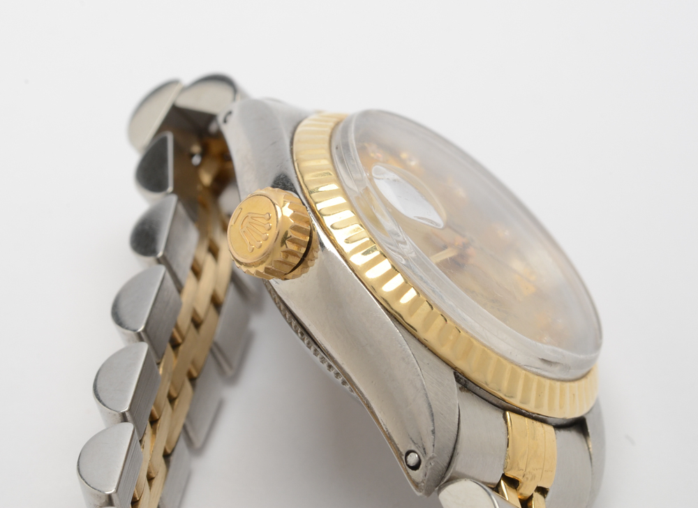 Rolex Oyster Perpetual Date Just 18K Yellow Gold and Diamond Watch