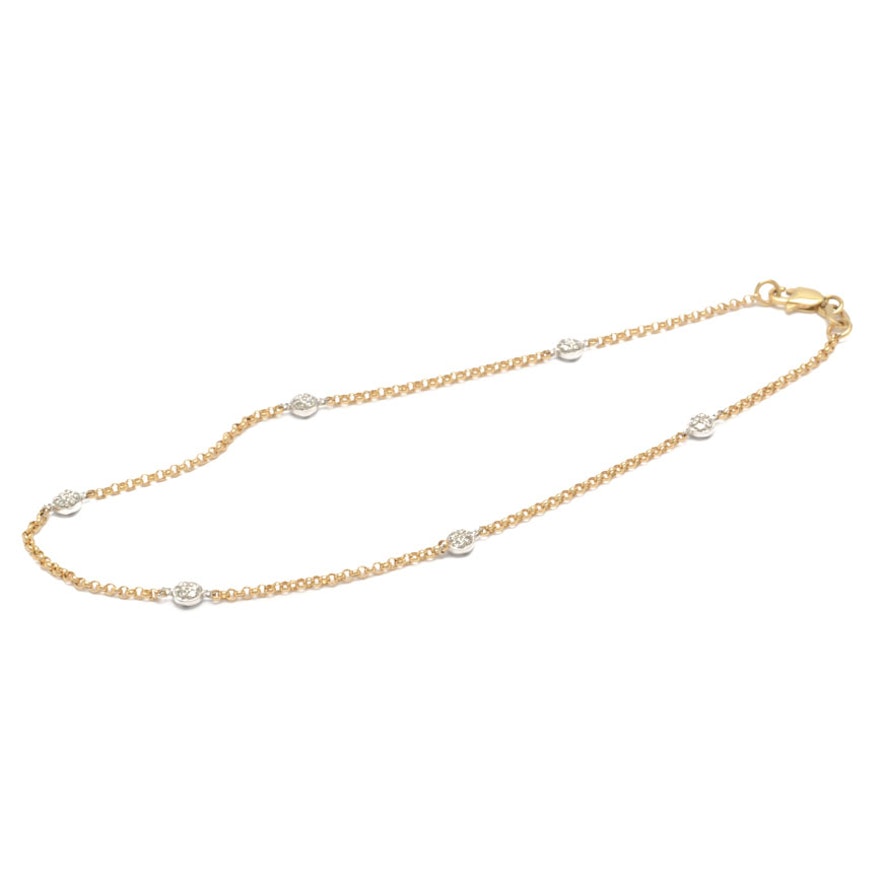 14K Yellow Gold and Diamond Bracelet