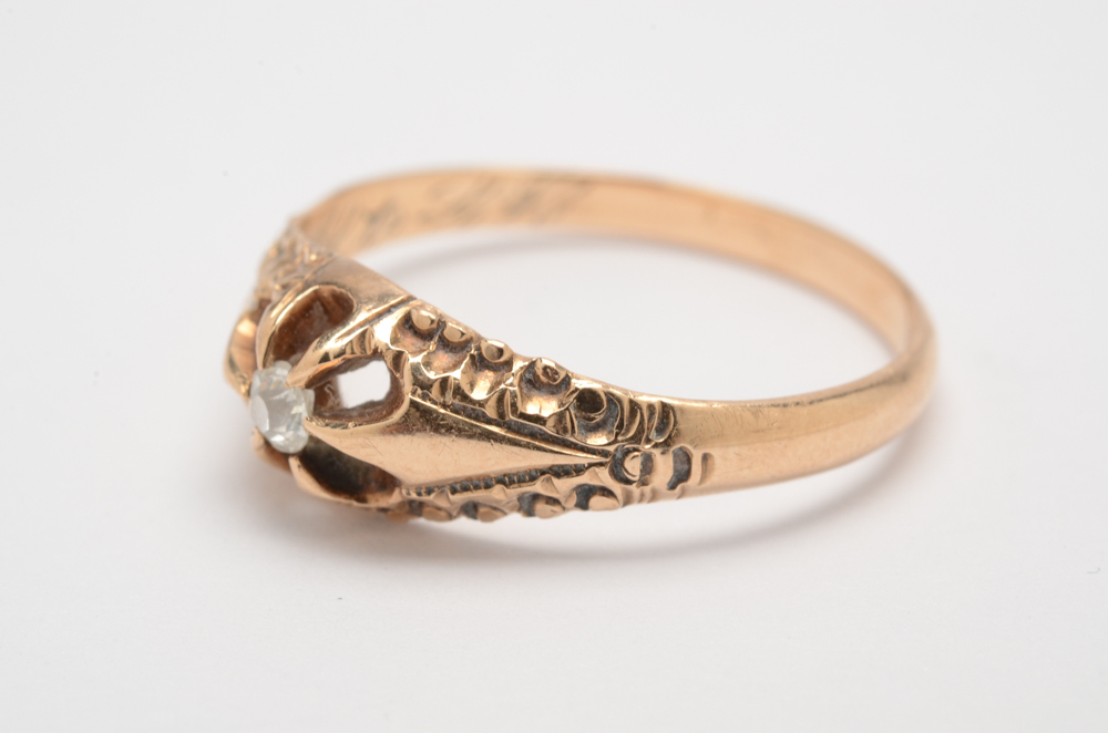 Antique 10K Rose Gold Diamond Ring