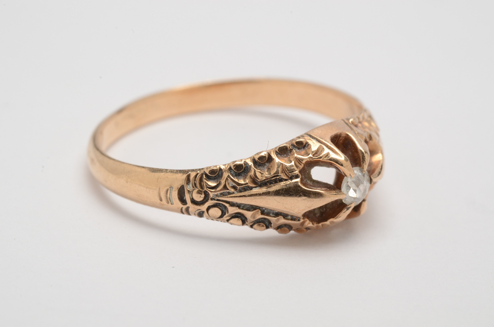 Antique 10K Rose Gold Diamond Ring