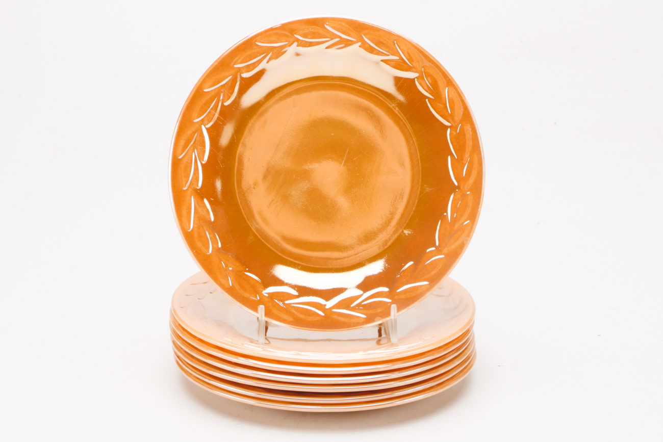 Collection of Lustreware including Anchor Hocking "Peach Lustre Royal"