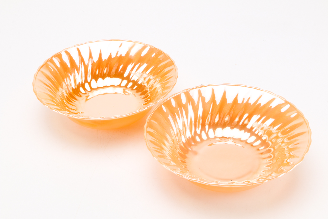 Collection of Lustreware including Anchor Hocking "Peach Lustre Royal"