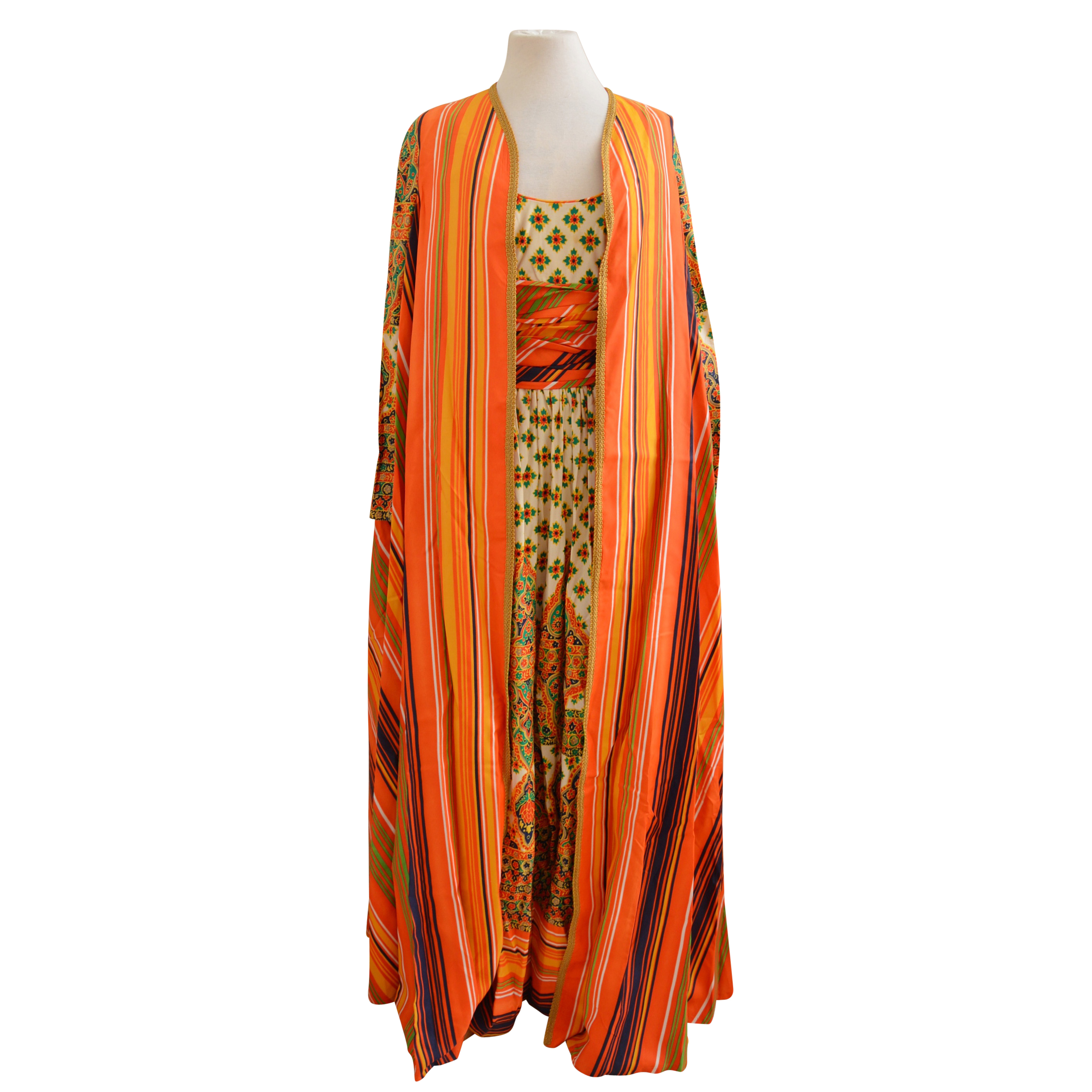 1970s Vintage Jay Morley for Fern Violette Maxi Dress with Matching Maxi Vest