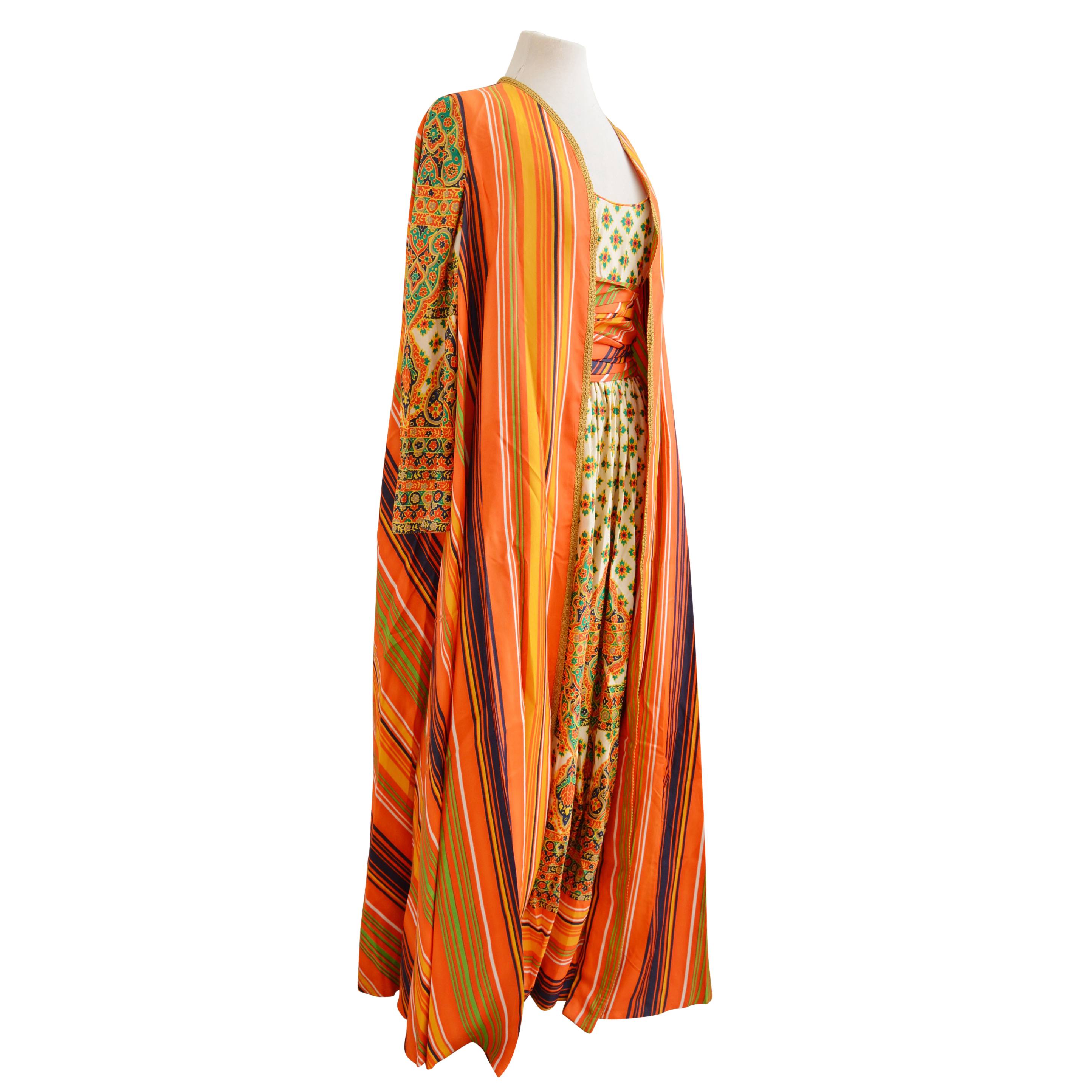 1970s Vintage Jay Morley for Fern Violette Maxi Dress with Matching Maxi Vest