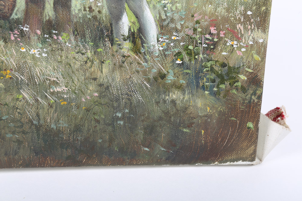 Adolf Sehring Oil Painting of Children in Meadow