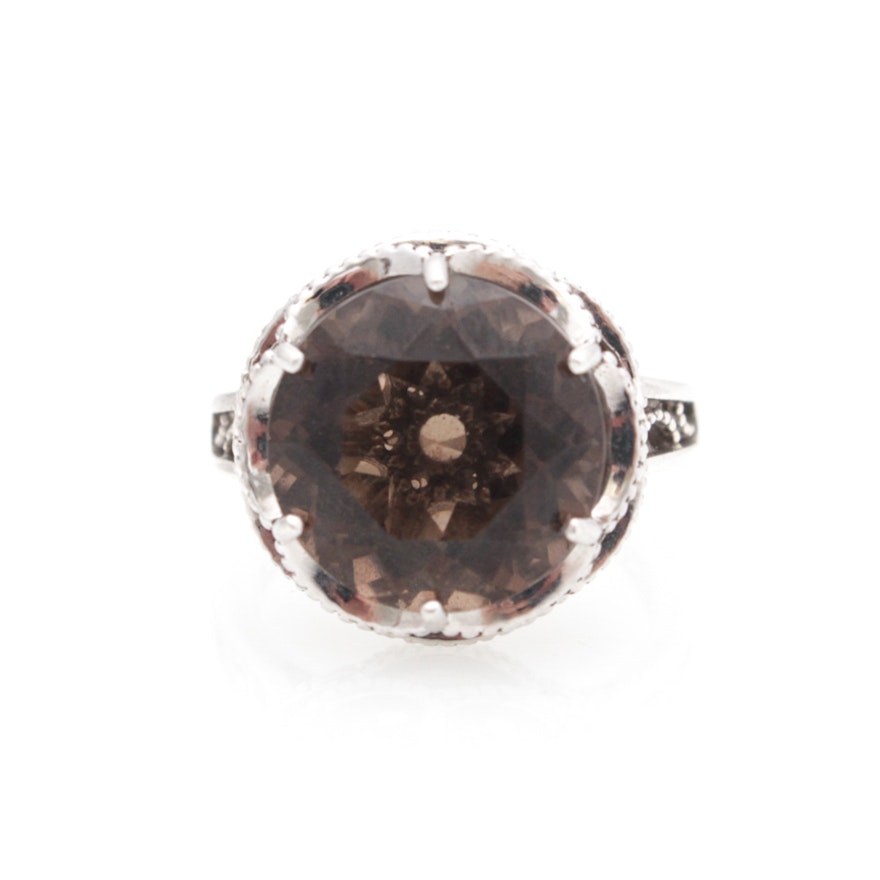 Tacori "Truffle" Sterling Silver Smoky Quartz Ring with 18K Yellow Gold Accents