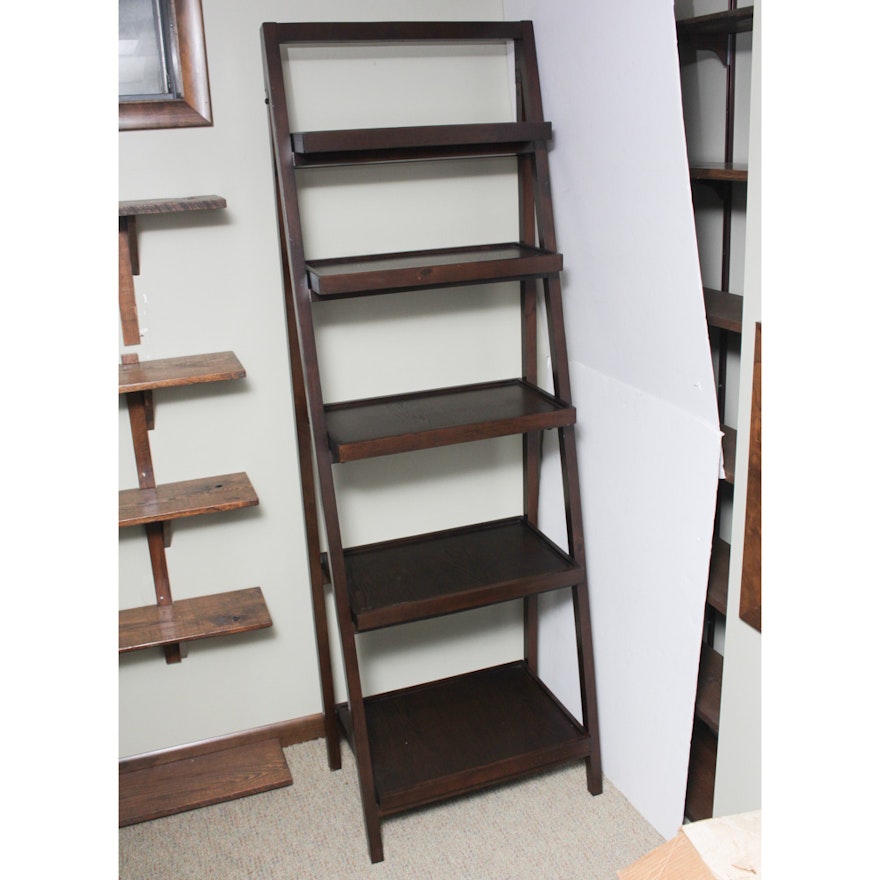 Contemporary Wooden Ladder Bookcase