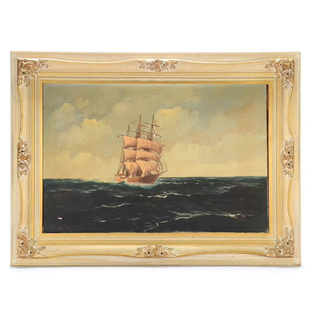 Alfred Gabali Original Maritime Oil Painting on Canvas