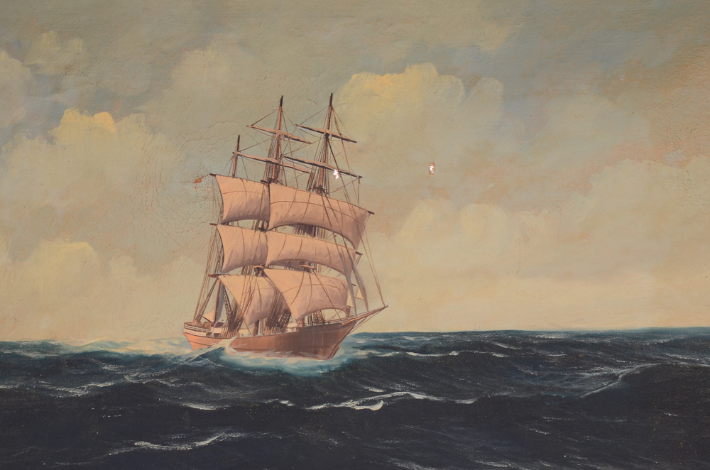 Alfred Gabali Original Maritime Oil Painting on Canvas