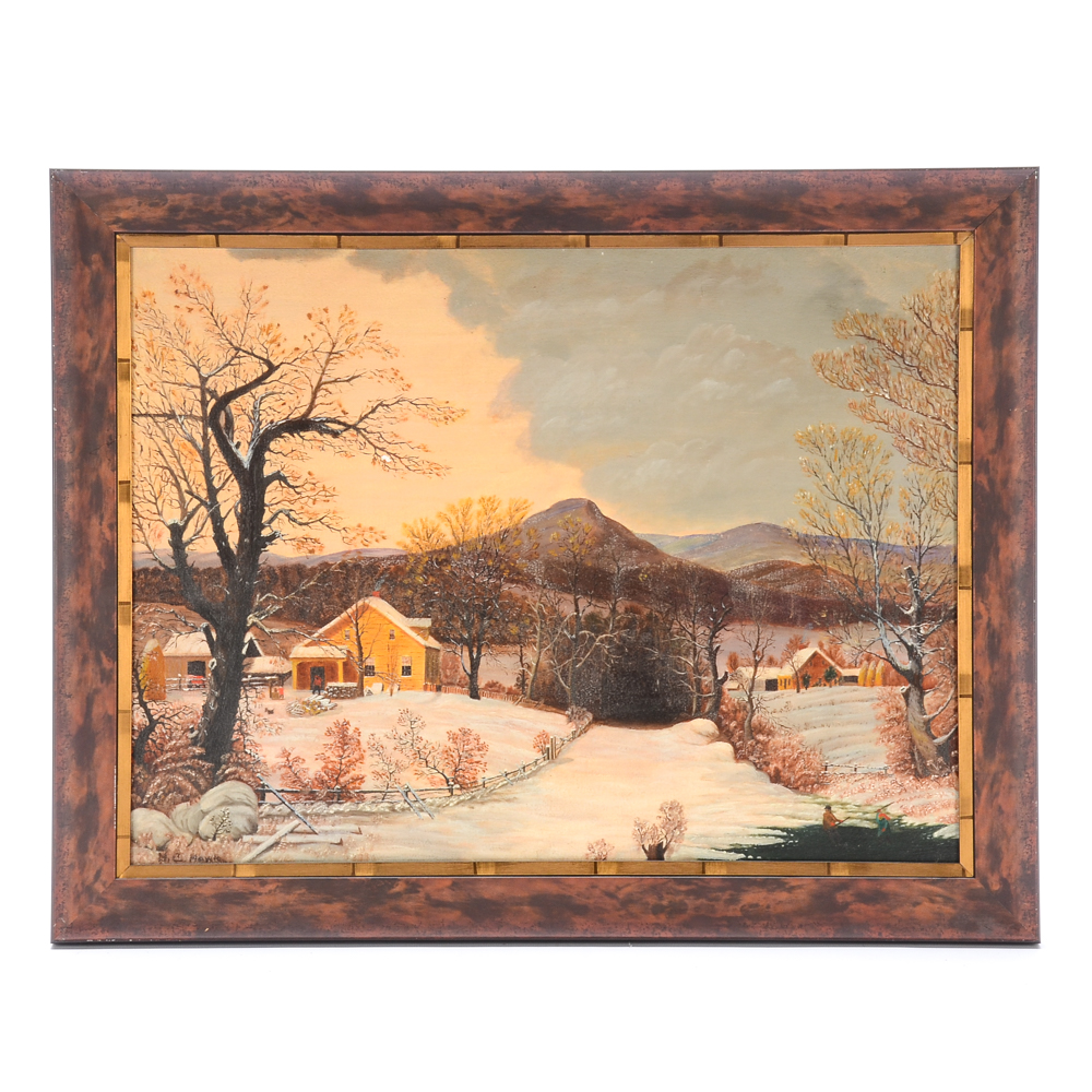 Morgan C. Howle Original Oil Painting on Board "The Country Home"