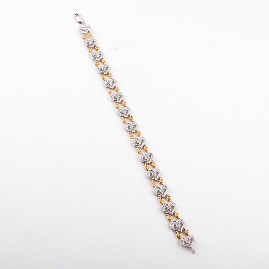 14K Yellow and White Gold Diamond Bracelet