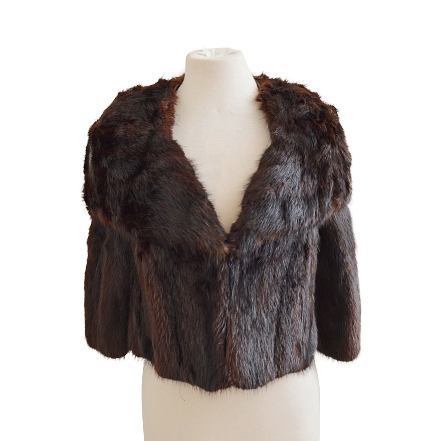 1940s-1950s Vintage Dyed Marten Fur Capelet