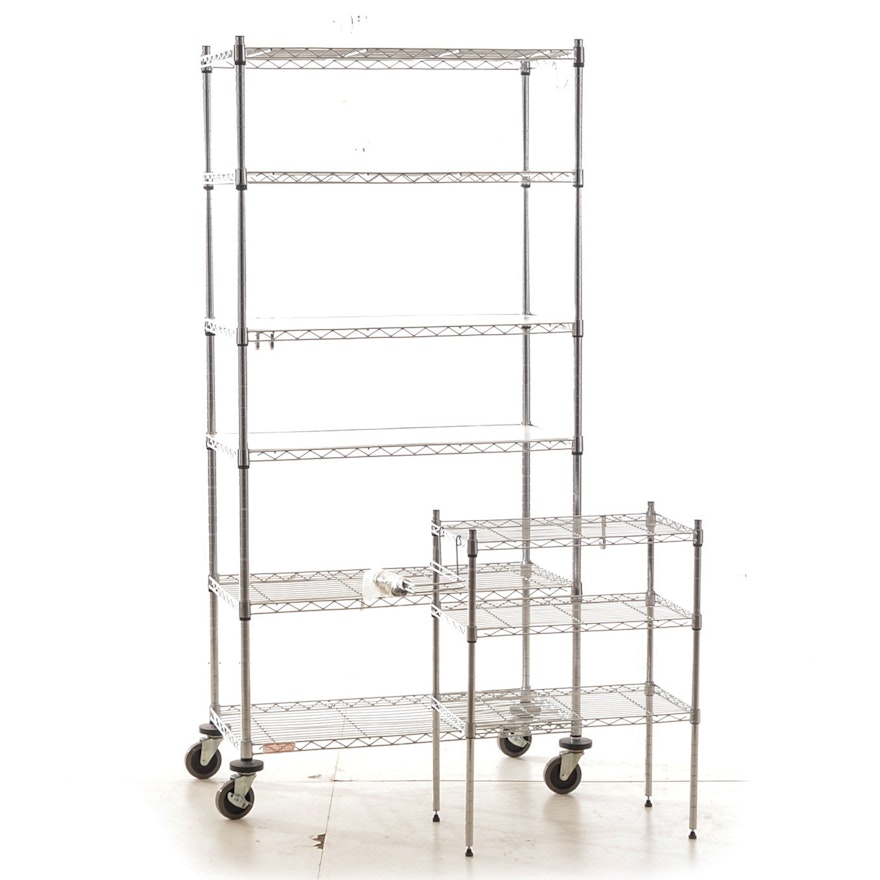 Two Chrome Wire Shelving Units