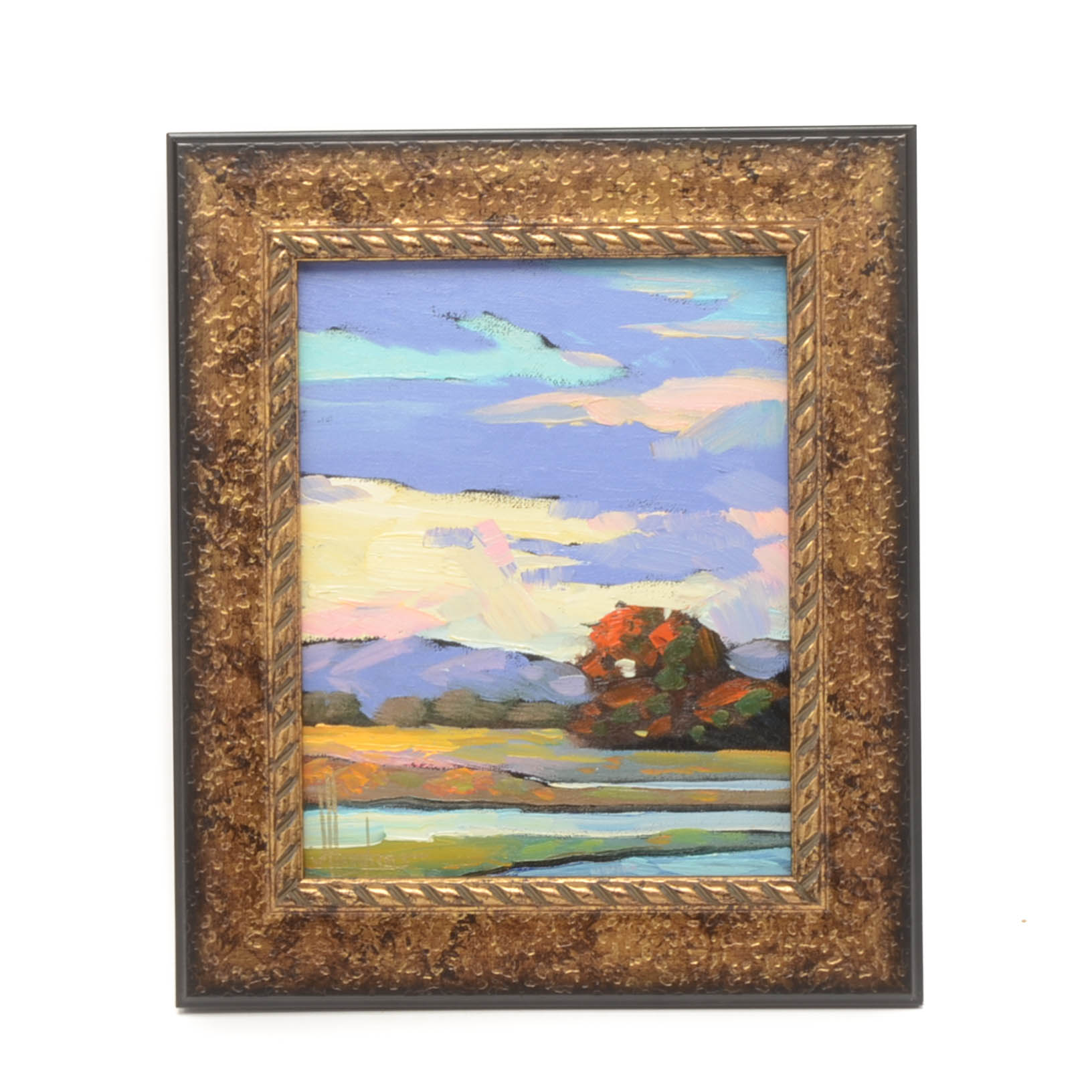 William Hawkins Oil Painting on Canvas Board of a Landscape