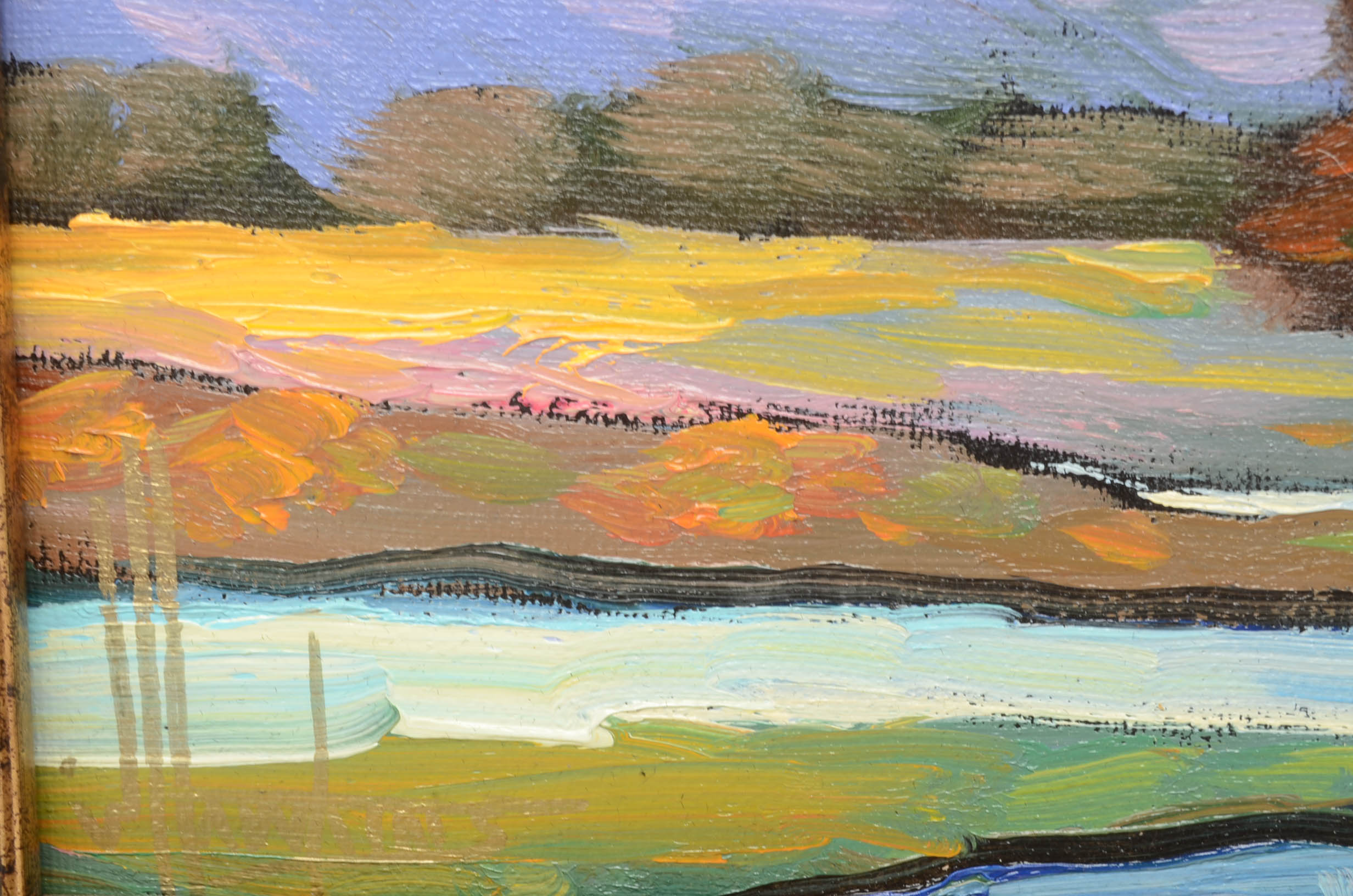 William Hawkins Oil Painting on Canvas Board of a Landscape