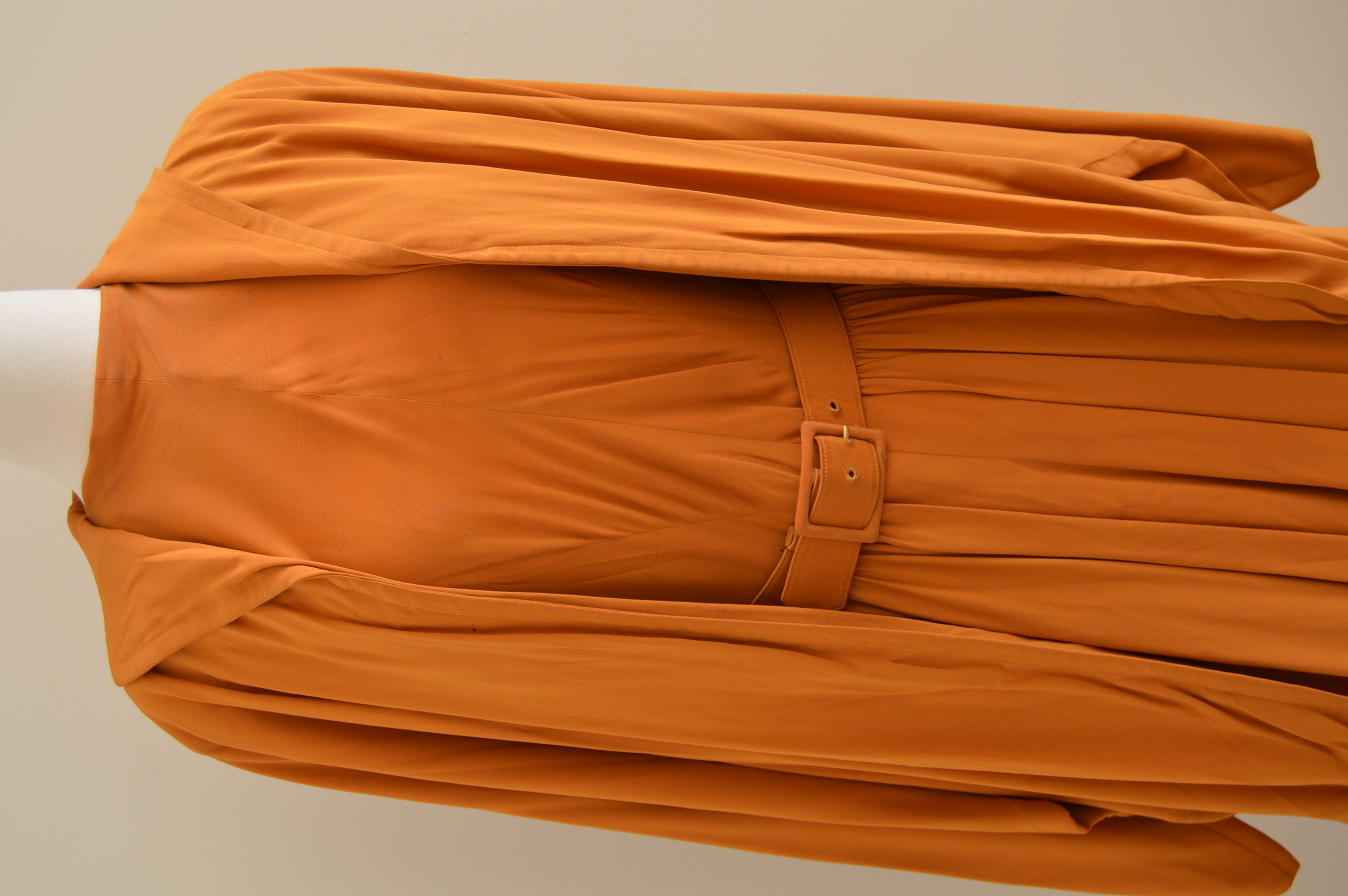 1940s Vintage Schwade Golden Saffron Crepe Dress and Coat Ensemble