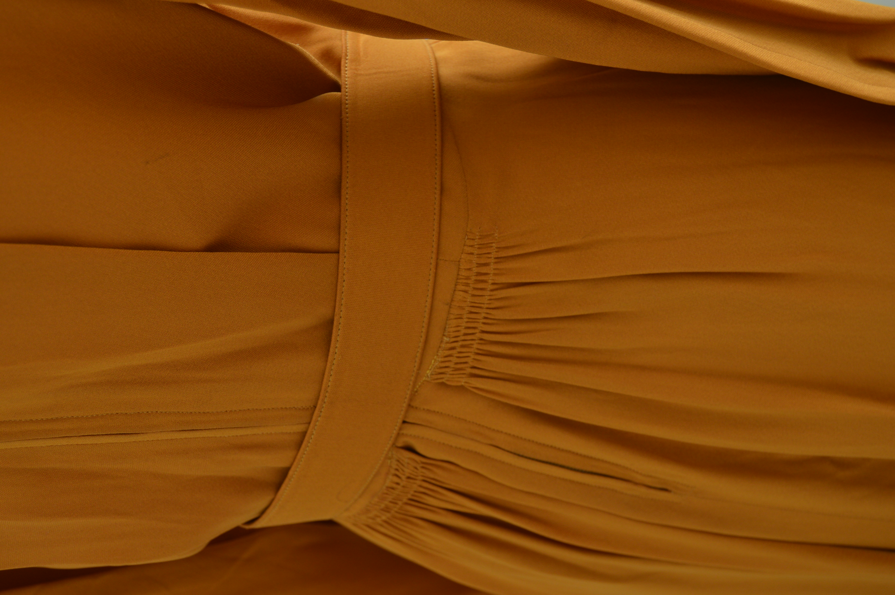 1940s Vintage Schwade Golden Saffron Crepe Dress and Coat Ensemble