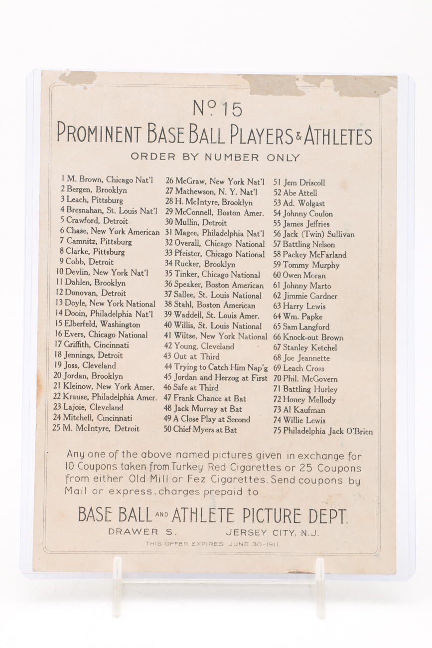 1911 Norman Elberfeld Washington Turkey Red Baseball Card