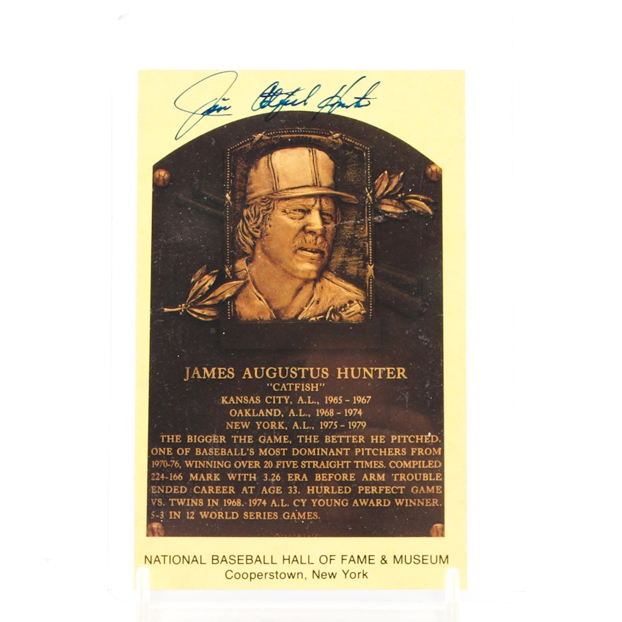 Jim "Catfish" Hunter Signed Hall of Fame Postcard