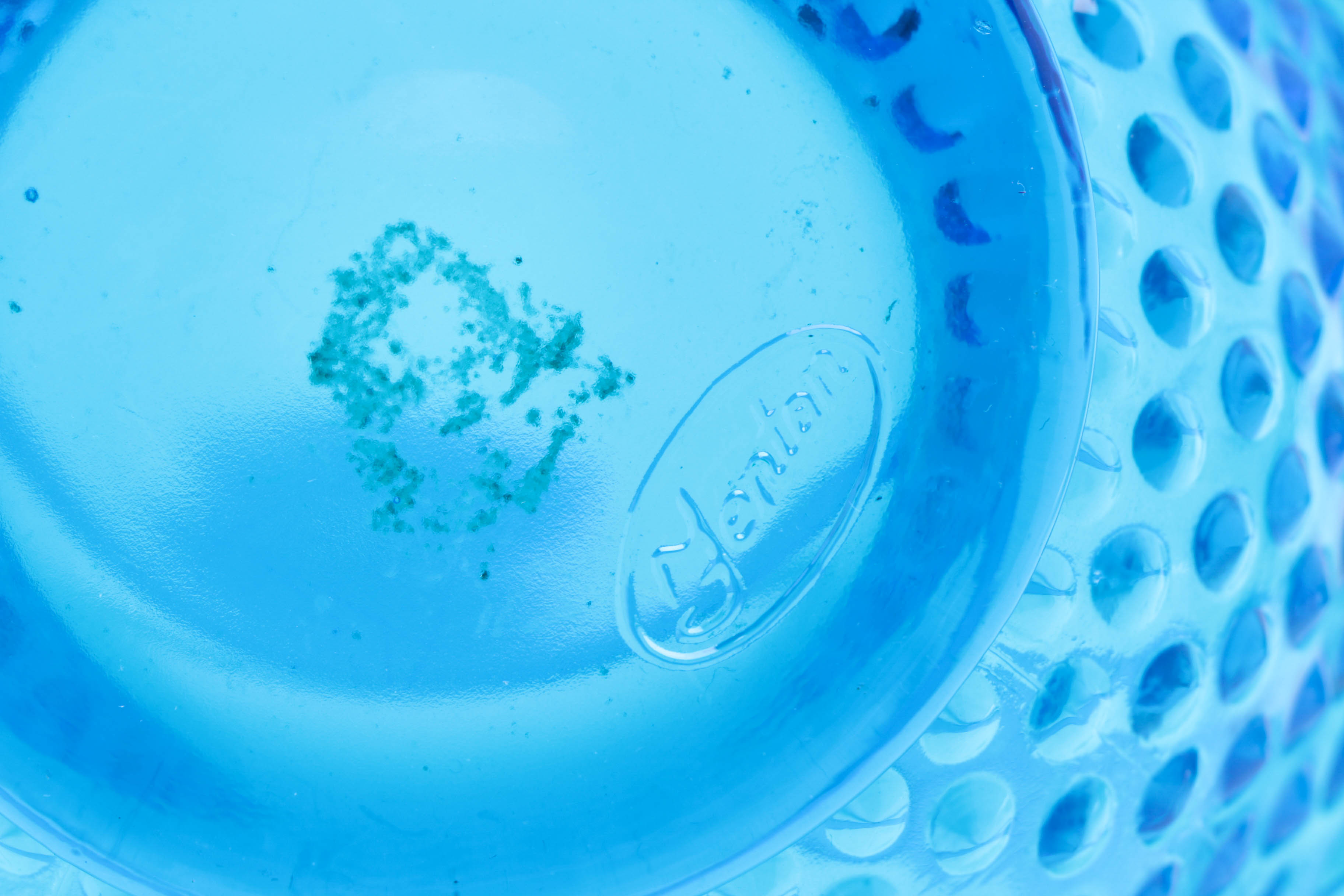 Blue Art Glass Tableware including a Fenton Hobnail Basket
