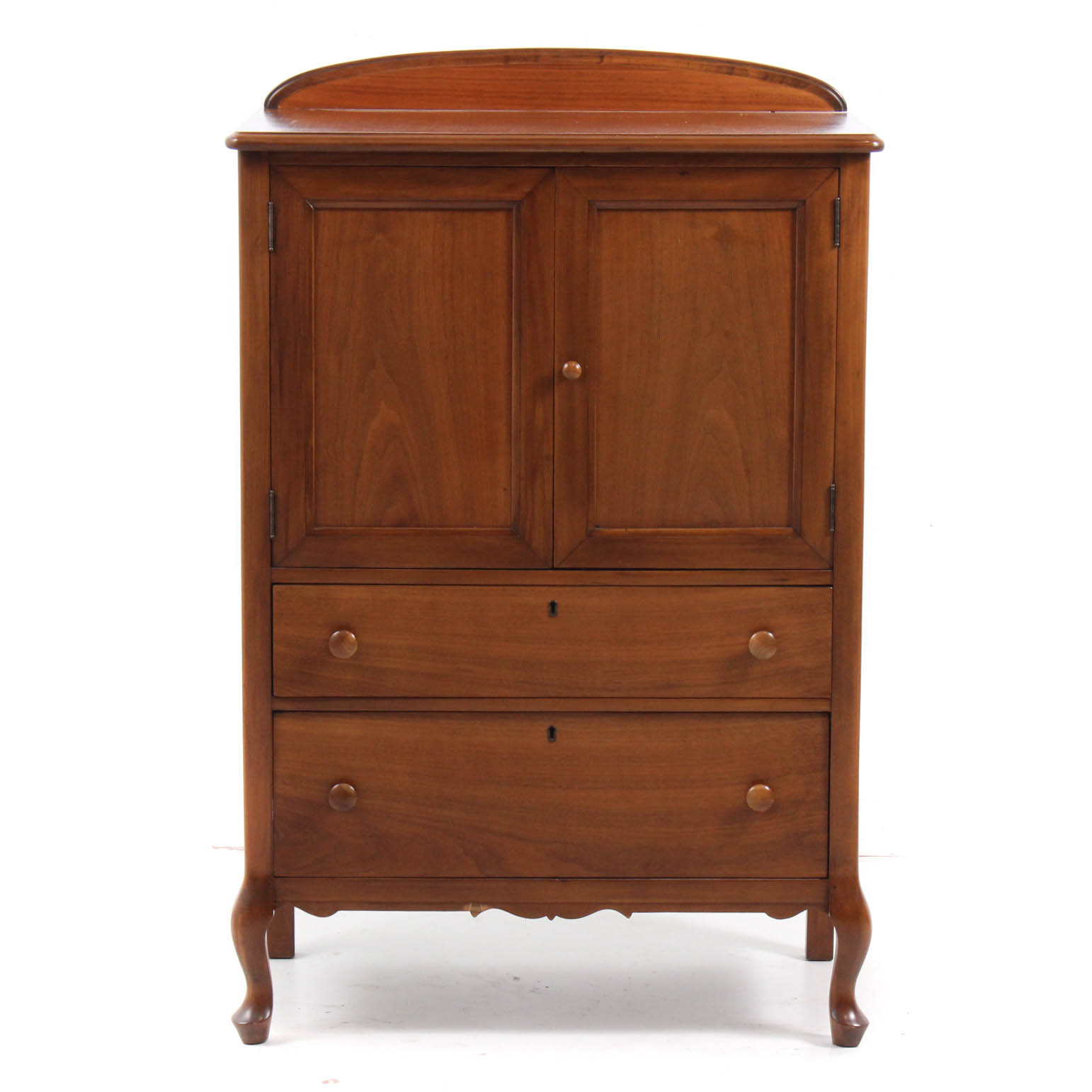 Vintage Queen Anne Style Walnut Two-Door Chest of Drawers