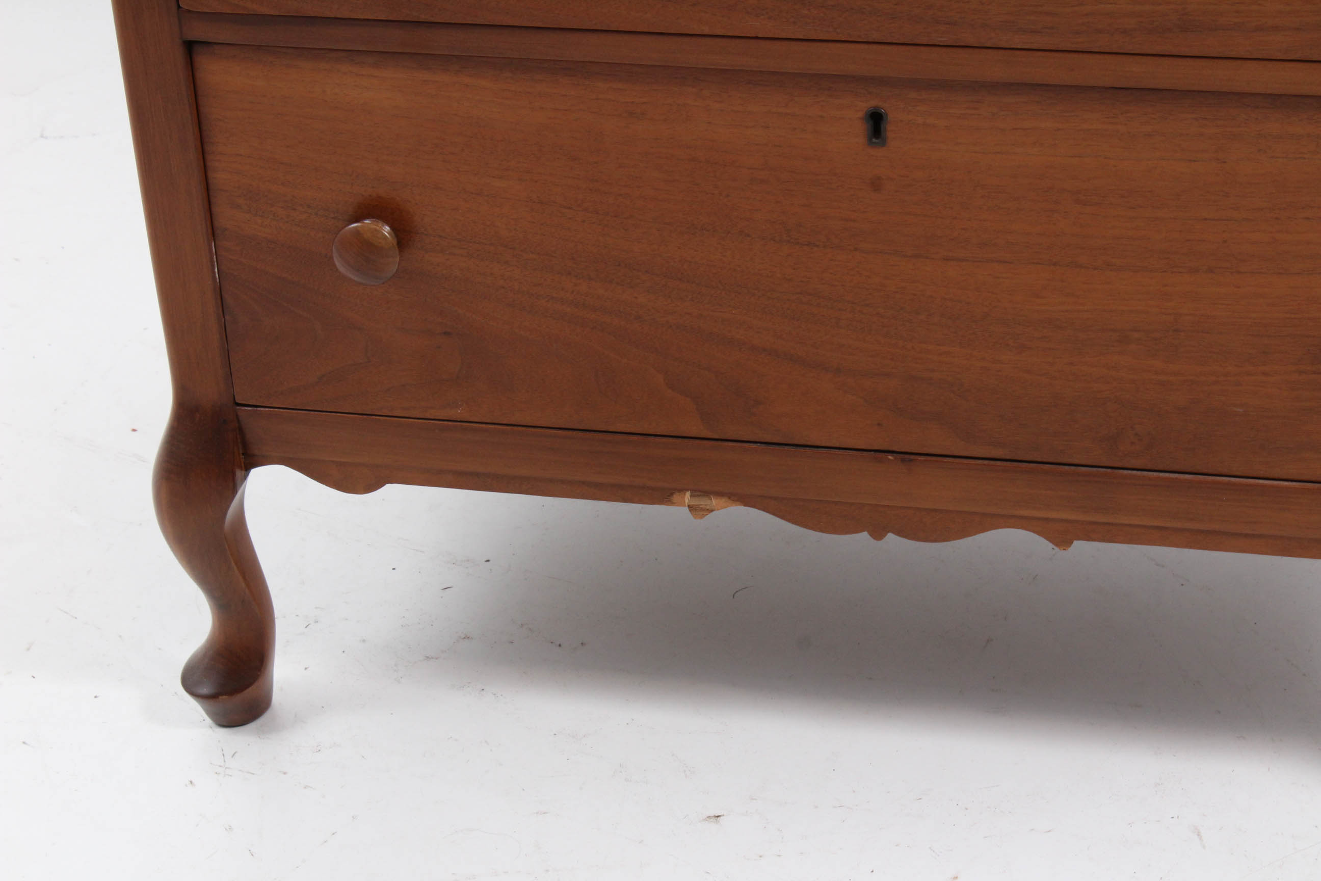 Vintage Queen Anne Style Walnut Two-Door Chest of Drawers