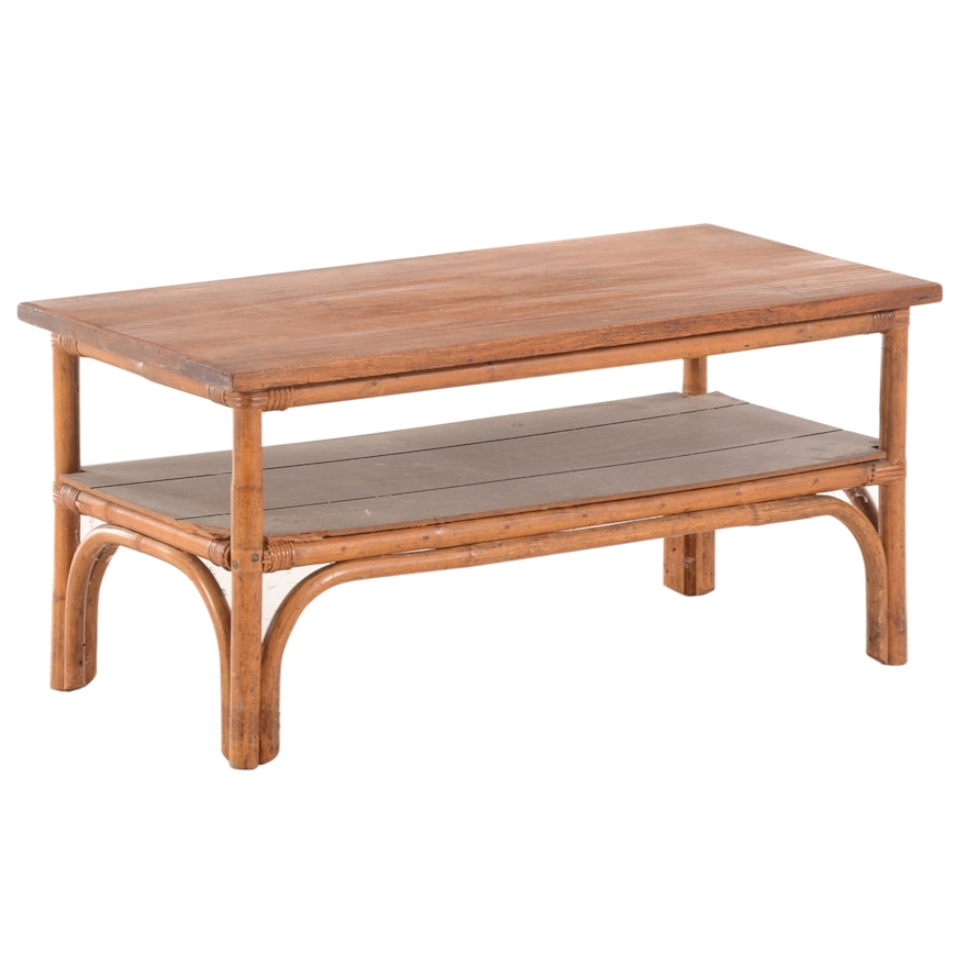 Vintage Wood and Bamboo Coffee Table