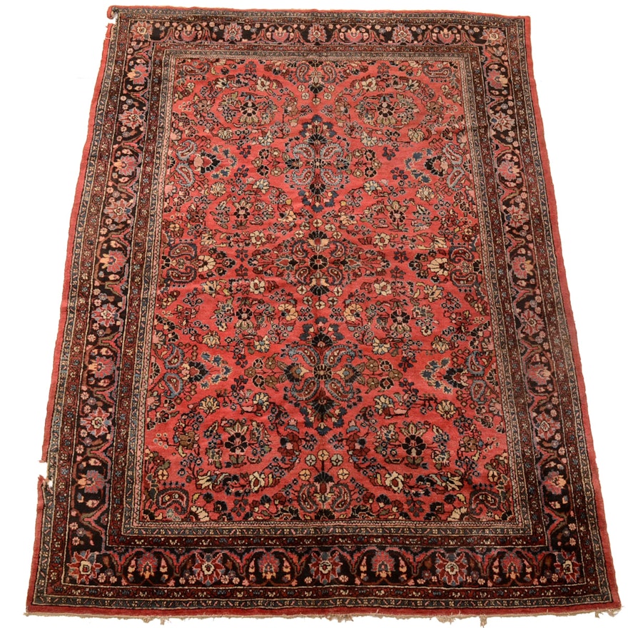 Hand-Knotted Persian American Sarouk Area Rug