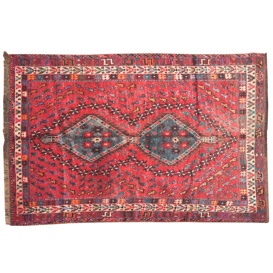 Hand-Knotted Persian Qashqai Wool Area Rug