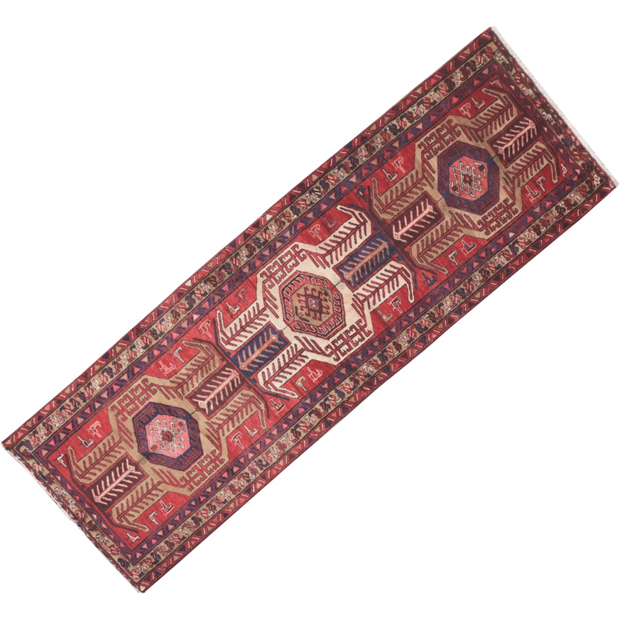Hand-Knotted Caucasian Lenkoran Wool Carpet Runner