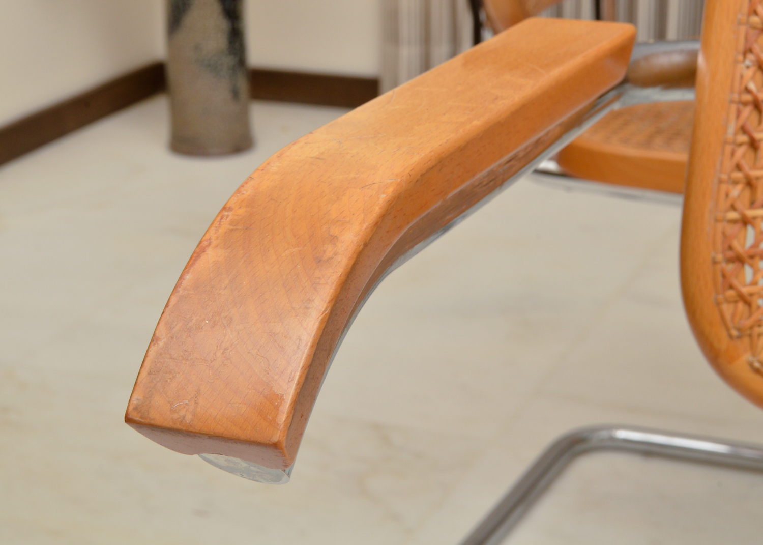 Six Cesca Chairs and Glass Top Dining Table