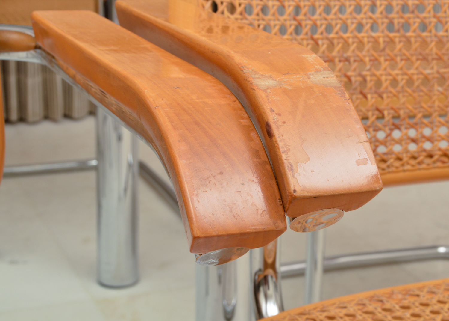 Six Cesca Chairs and Glass Top Dining Table