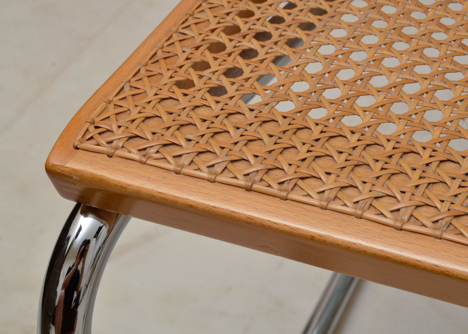 Six Cesca Chairs and Glass Top Dining Table