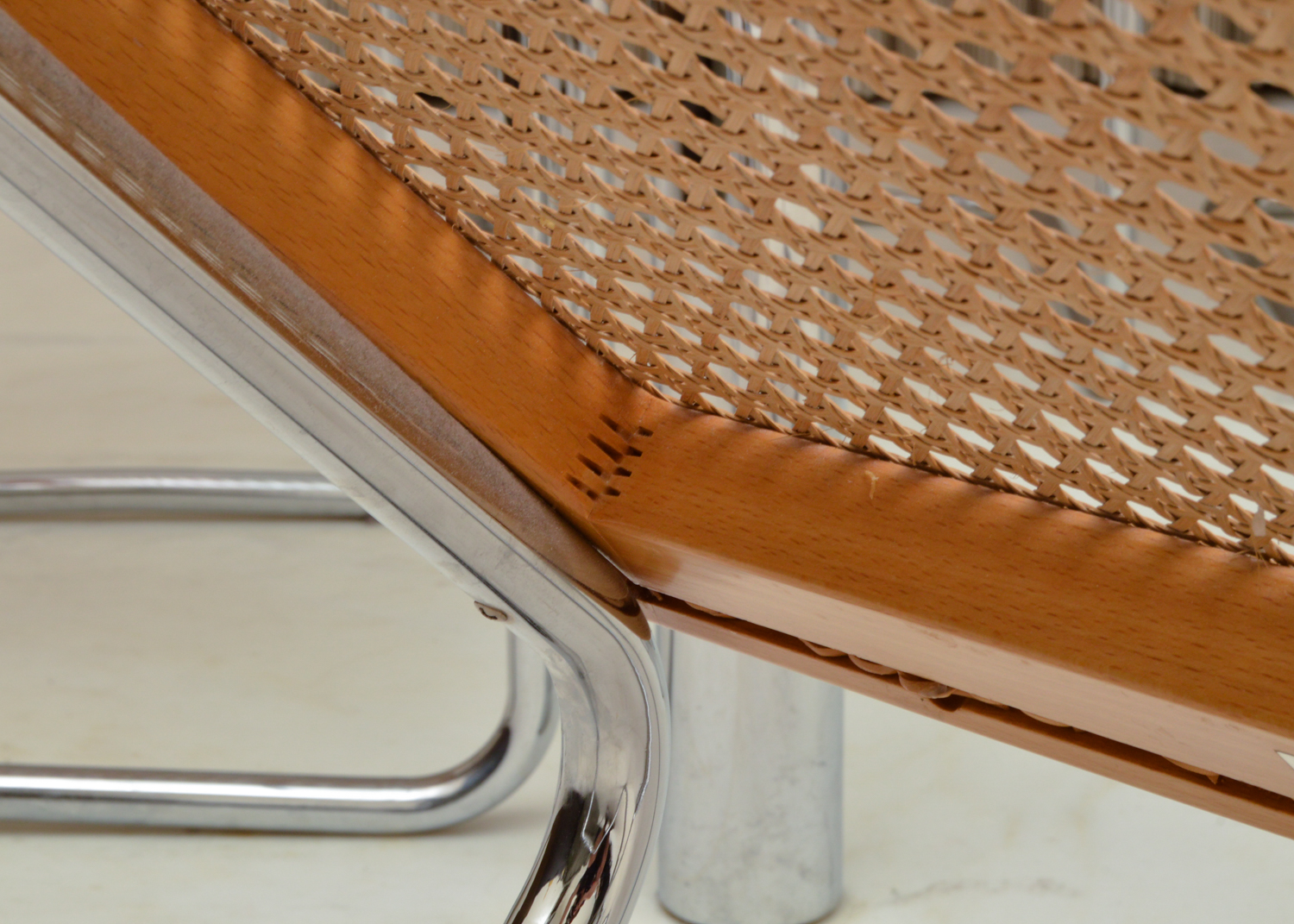 Six Cesca Chairs and Glass Top Dining Table