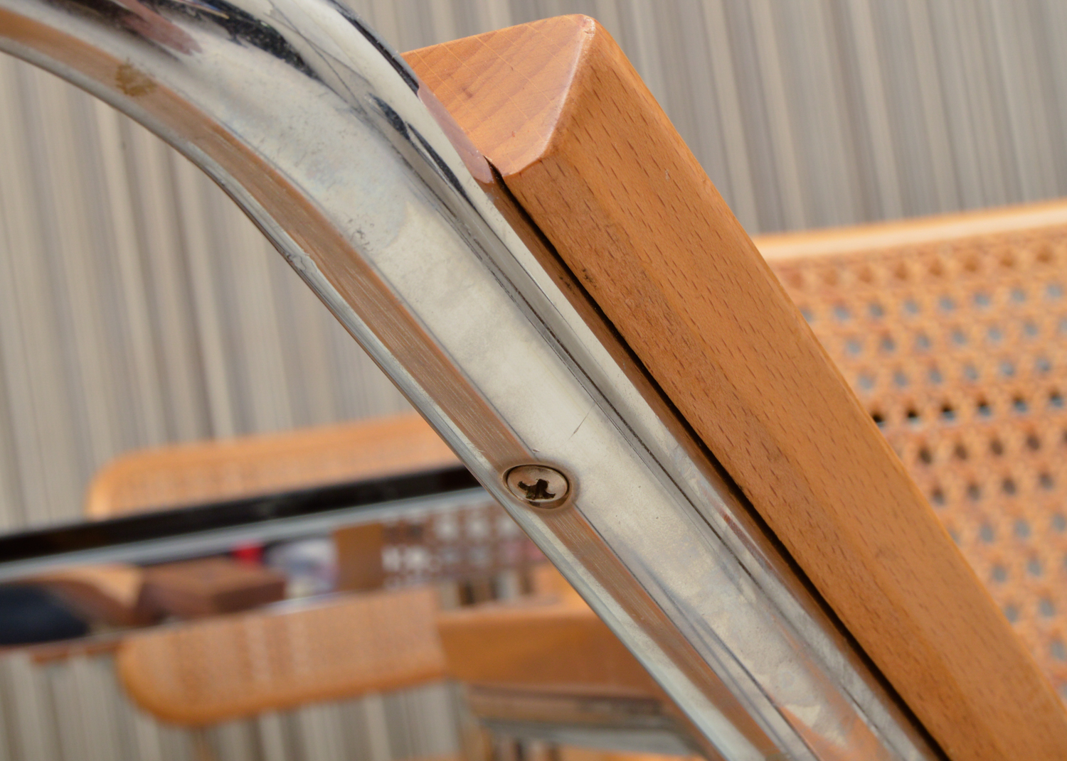 Six Cesca Chairs and Glass Top Dining Table