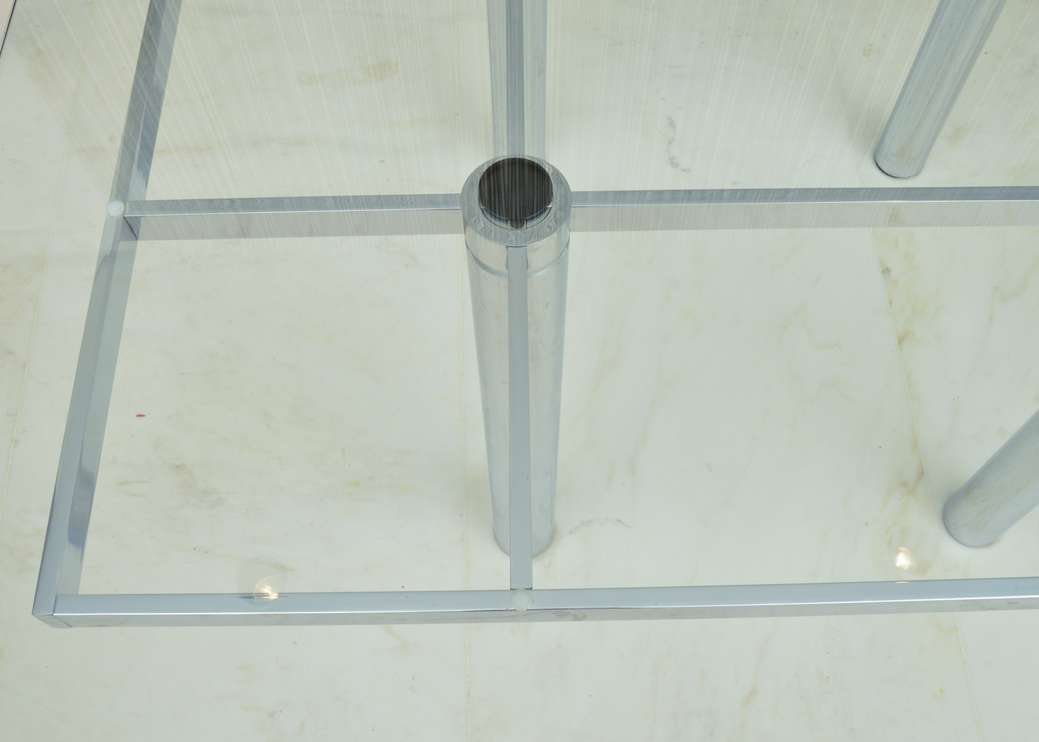 Six Cesca Chairs and Glass Top Dining Table