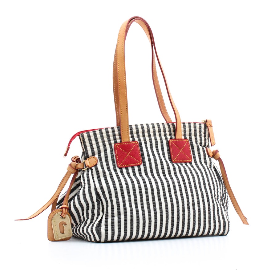 Dooney & Bourke Seersucker Stripe and Leather Handbag